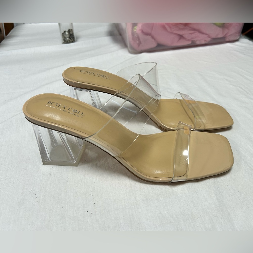 BCTEX COLL Women's Clear Healed Tan Sandals size 10